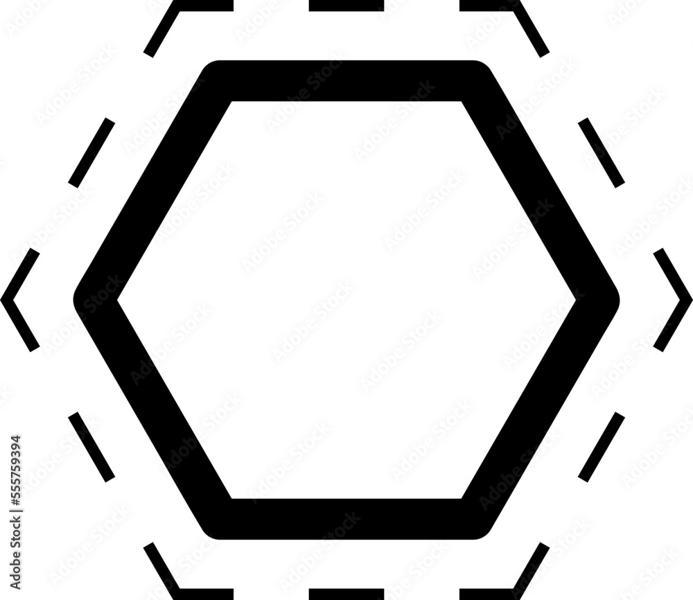 Dotted line and black outline hexagon icon Stock Vector | Adobe Stock