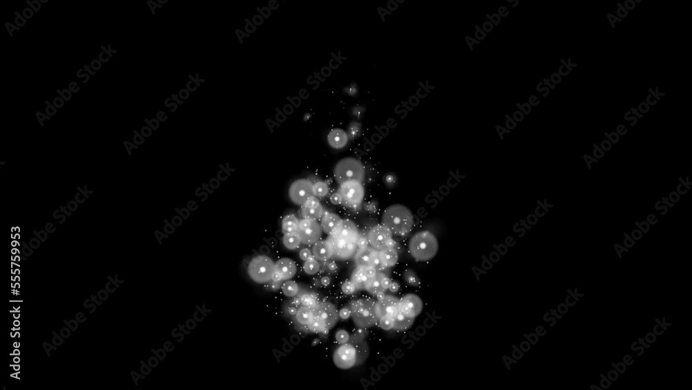 Magic flickering white candle flame on black background with Alpha