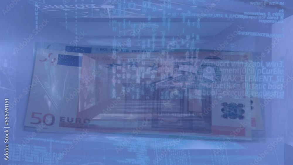 Animation of data processing over banknotes Animation of data processing over banknotes