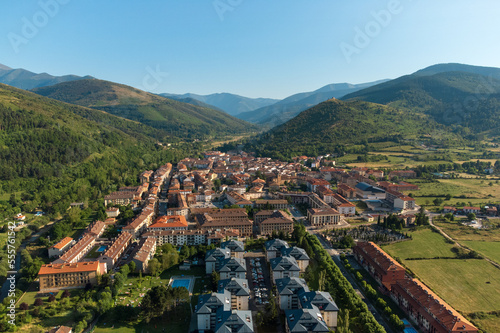 Aerial View of Ezcaray village, La Rioja, Spain. High quality photo.