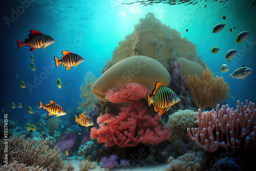 Egyptian Red Sea underwater coral reef. Generative AI