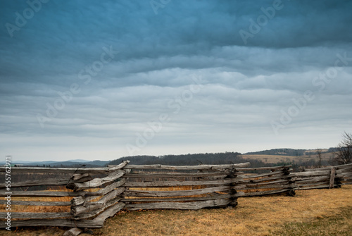 Billede på lærred Stacked Rail Fence Along Blue Ridge parkway