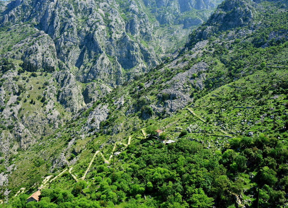 Fototapeta premium MONTENEGRO-Kotor Bay are a series of coves on the southern Dalmatian coast of the Adriatic Sea in Montenegro