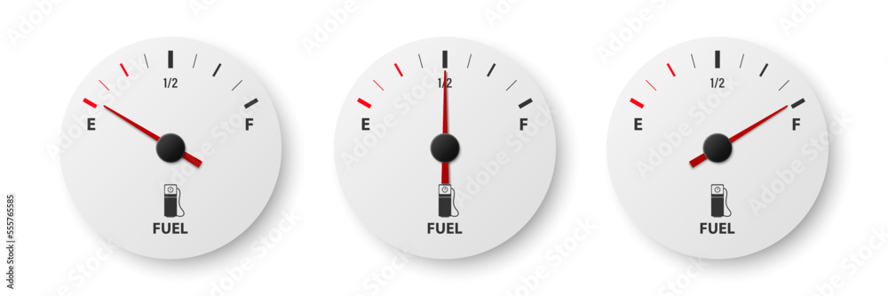 Vector 3d Realistic Gas Fuel Tank Gauge, Oil Level Bar Set Isolated. Full and Empty. Display Board, Fuel Gauge Panel, Car Dashboard Details. Fuel Indicator, Gas Meter, Sensor. Design Template Vector 3d Realistic Gas Fuel Tank Gauge, Oil Level Bar Set Isolated. Full and Empty. Display Board, Fuel Gauge Panel, Car Dashboard Details. Fuel Indicator, Gas Meter, Sensor. Design Template