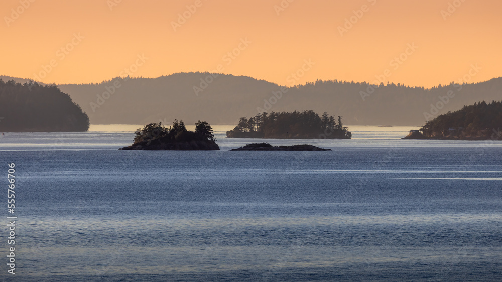 Pastel small islands off of vancouver island