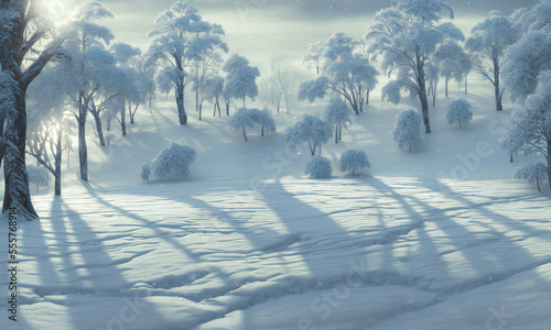 Winter landscape - digital illustration
