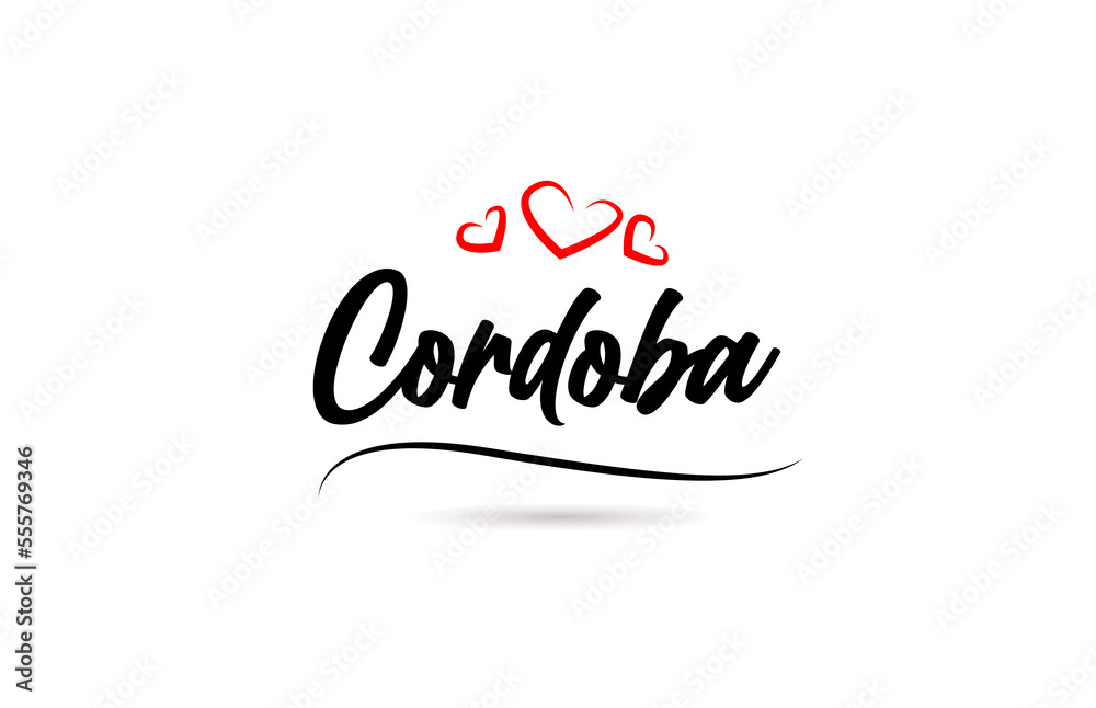 Cordoba european city typography text word with love. Hand lettering style. Modern calligraphy text