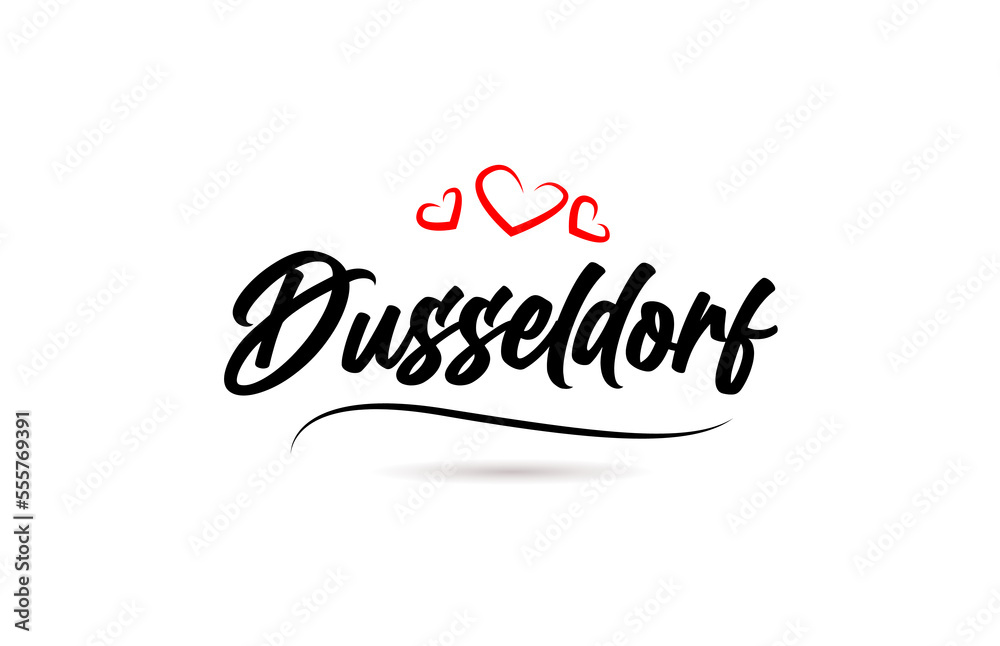 Dusseldorf european city typography text word with love. Hand lettering style. Modern calligraphy text