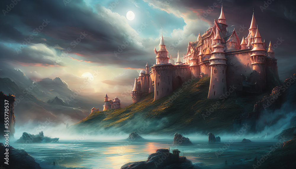 Artistic concept painting of medieval castle Stock Illustration | Adobe ...