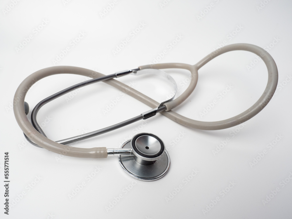 Picture of a stethoscope, a medical device for auscultation, or listening to internal sounds of an animal or human body Picture of a stethoscope, a medical device for auscultation, or listening to internal sounds of an animal or human body
