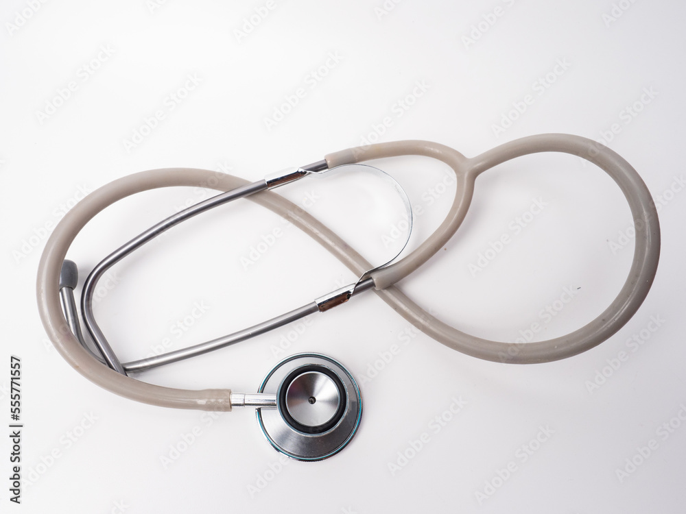 Picture of a stethoscope, a medical device for auscultation, or listening to internal sounds of an animal or human body Picture of a stethoscope, a medical device for auscultation, or listening to internal sounds of an animal or human body