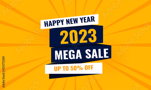 Happy New Year Banner Template. Suitable to use on New Year event. Also suitable for uploading social media at New Year event