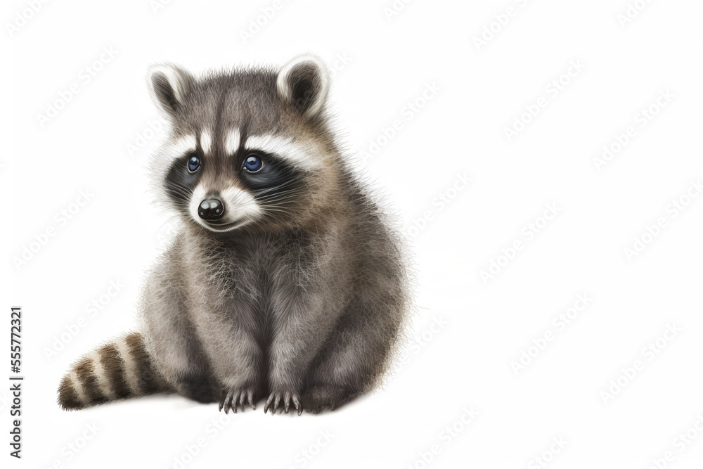Cute baby raccoon isolated. Generative AI