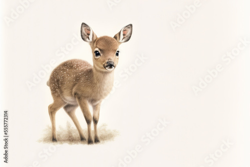 Cute baby deer isolated on white. Generative AI