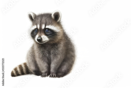 Cute baby raccoon isolated. Generative AI