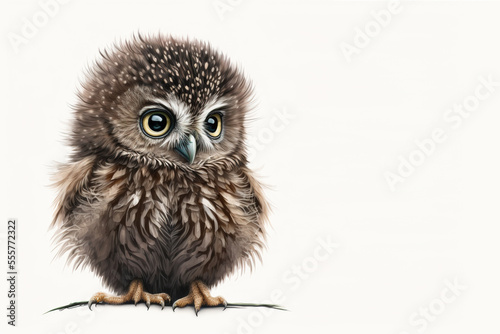 Cute baby owl isolated. Generative AI