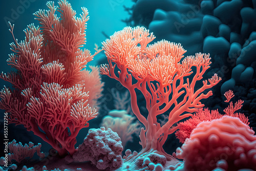 blurry coral backdrop. Generative AI © 2rogan