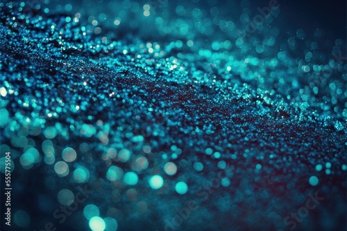 Shiny Blue Glitter In Abstract Defocused Background - Christmas And New Year Texture © Yann