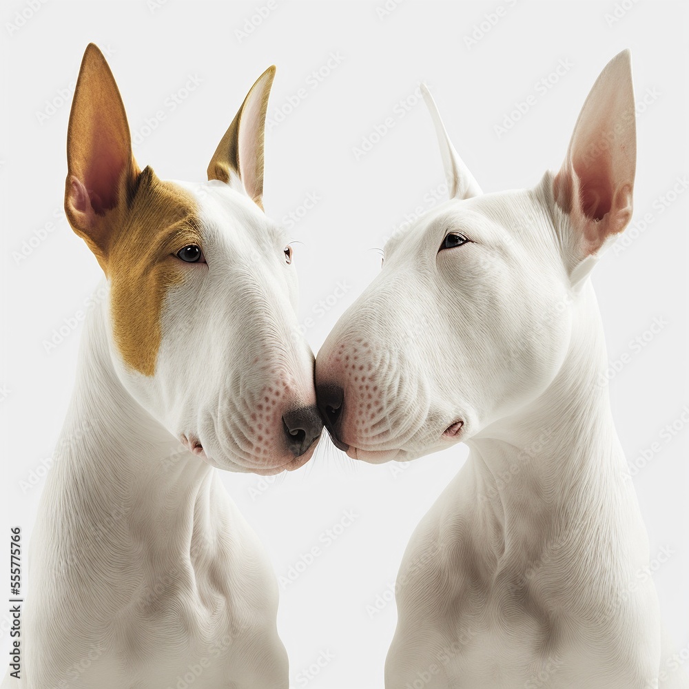 two bull terriers kissing - - Generative AI two bull terriers kissing - - Generative AI