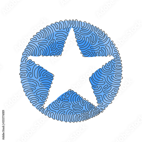 Single continuous line drawing geometric shapes, star icon. Simple line, outline vector 3d figures icons for ui and ux. Swirl curl circle background style. One line draw design vector illustration