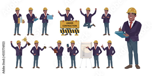 Building engineer with different poses