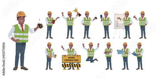 Building engineer with different poses
