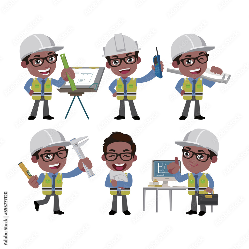Building engineer with different poses Building engineer with different poses