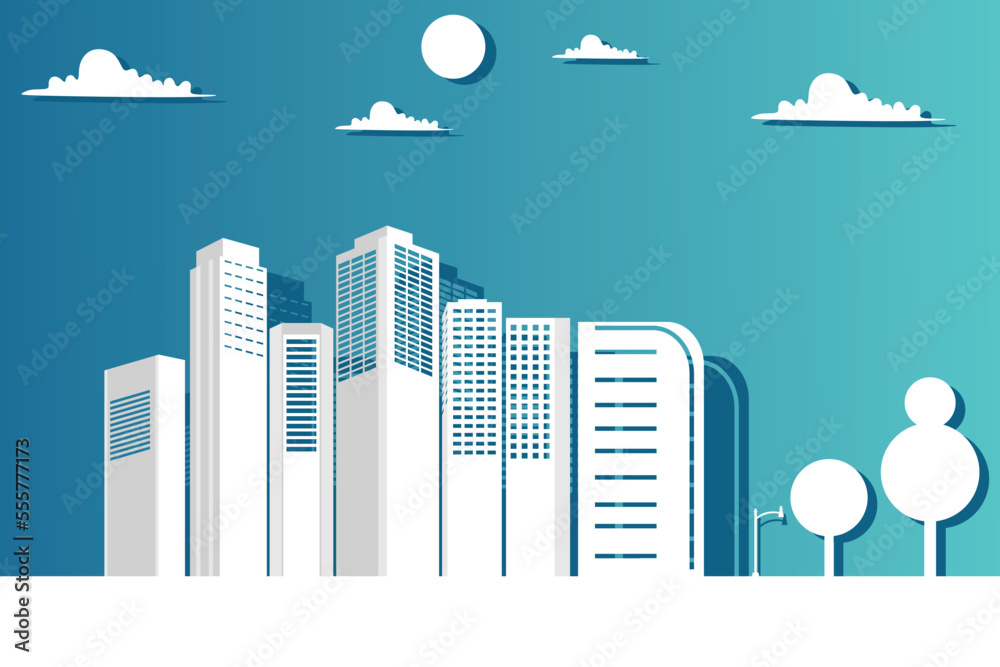 Naklejka premium Pappercut city design vector template
