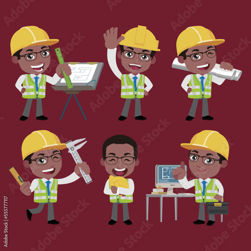 Building engineer with different poses
