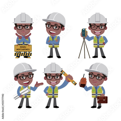 Building engineer with different poses