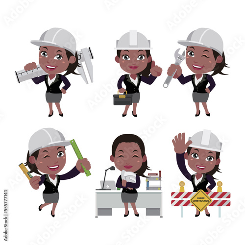 Building engineer with different poses