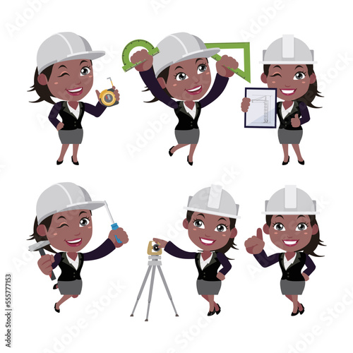 Building engineer with different poses