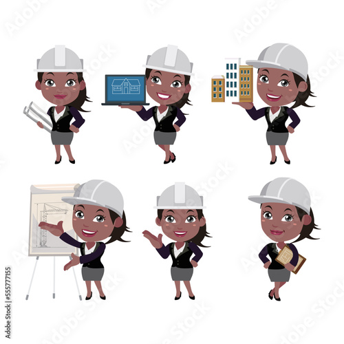 Building engineer with different poses