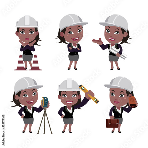 Building engineer with different poses