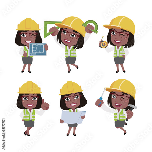 Building engineer with different poses