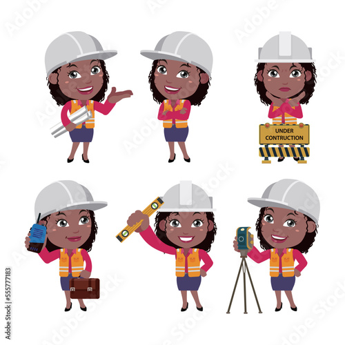 Building engineer with different poses