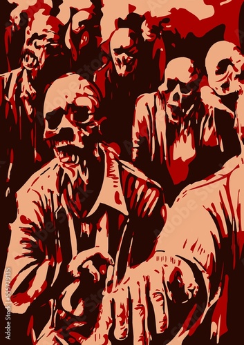 art color of zombies cartoon