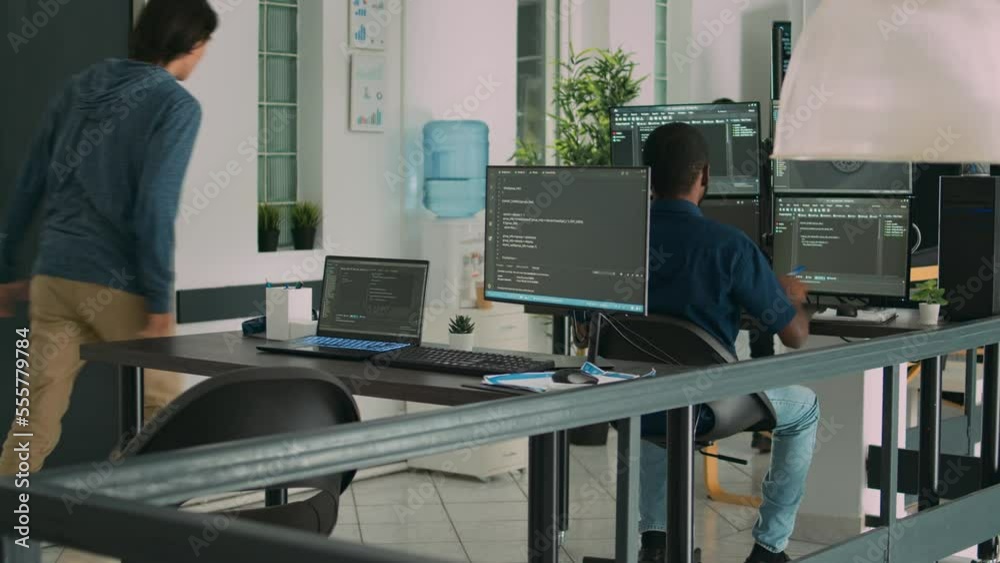 Asian script programer working with database information to use new interface code. Software developer writing html language data, planning security app in it development agency office. Asian script programer working with database information to use new interface code. Software developer writing html language data, planning security app in it development agency office.