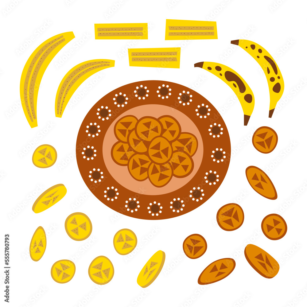 Fried bananas traditional mexican dessert. Platanos fritos Latin