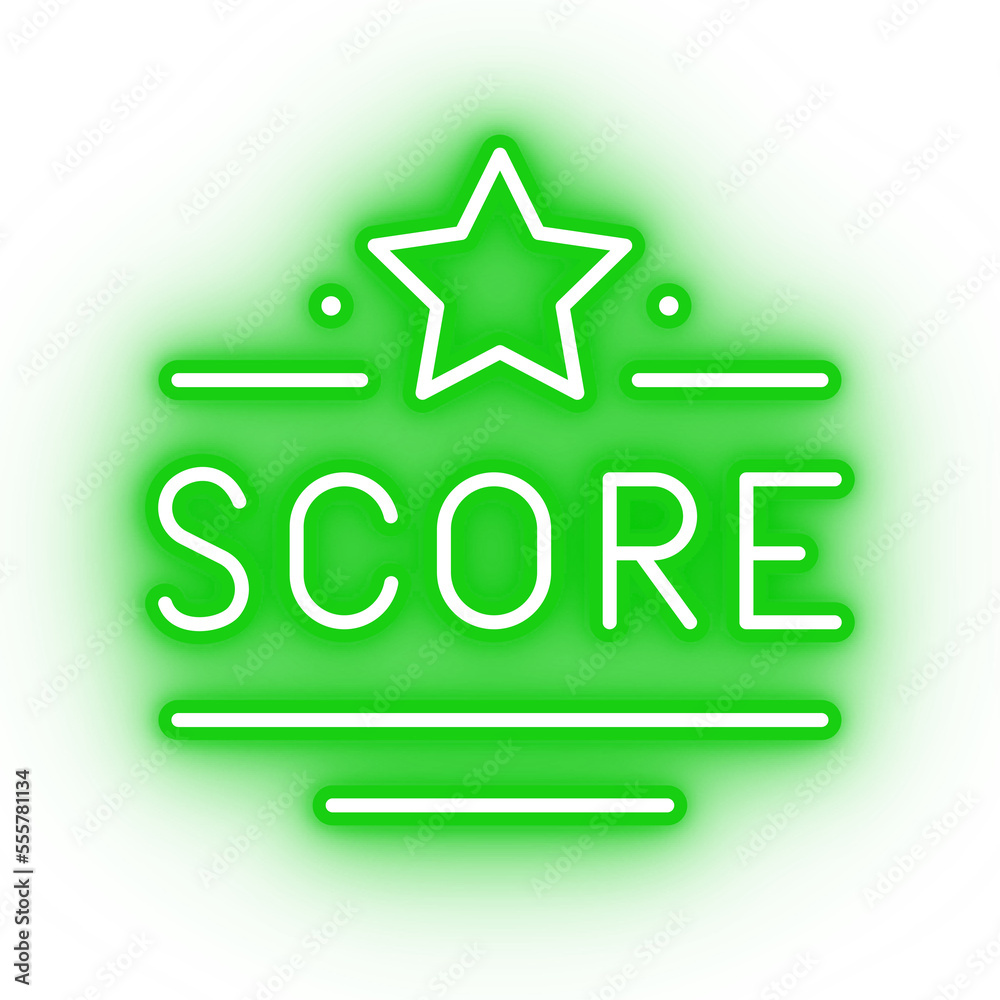 Neon green score, glowing high score icon on transparent background Neon green score, glowing high score icon on transparent background