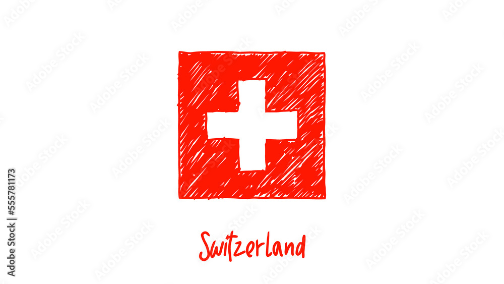 Obraz premium Switzerland National Country Flag Pencil Color Sketch Illustration