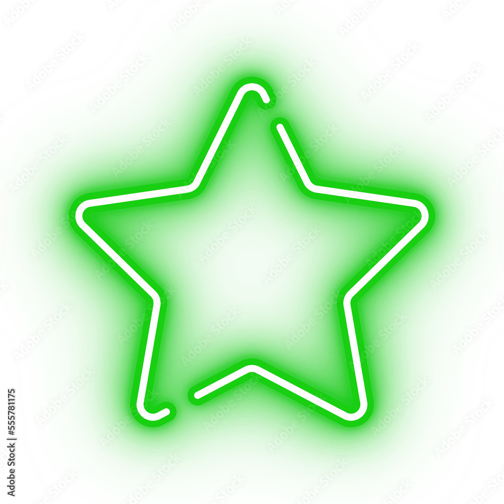 Neon green star, glowing star icon on transparent background Neon green star, glowing star icon on transparent background