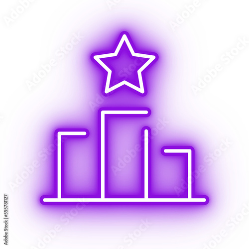 Neon purple ranking, glowing first place winner icon on transparent background