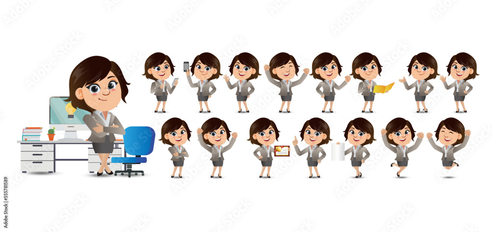 Set of business people with different poses Set of business people with different poses