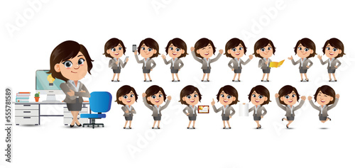 Set of business people with different poses