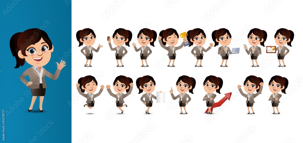 Business people with different poses. vector