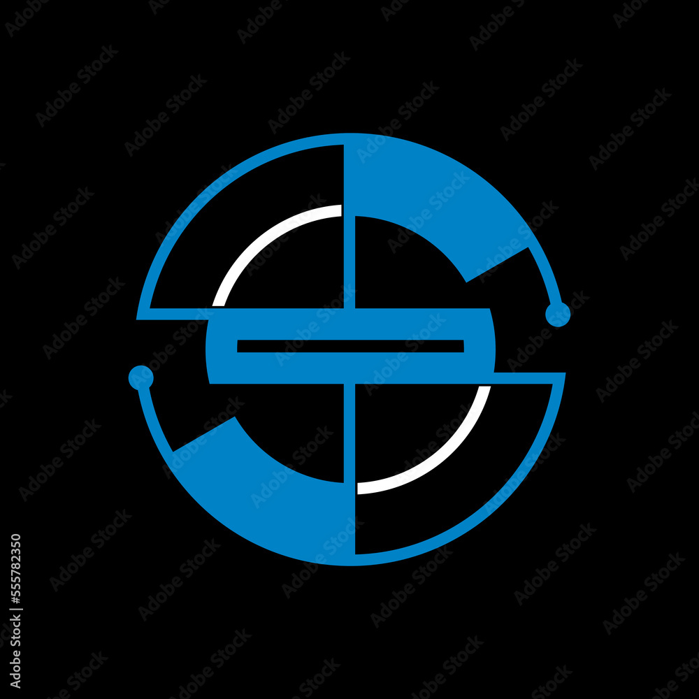 initial S technology and target circle logo vector design in black and white colors initial S technology and target circle logo vector design in black and white colors