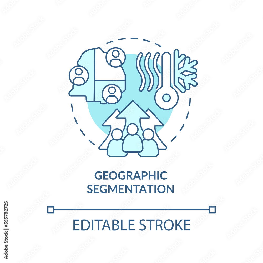 Geographic segmentation blue concept icons set. Market segmentation type abstract idea thin line illustration. Isolated outline drawing. Editable stroke. Arial, Myriad Pro-Bold fonts used Geographic segmentation blue concept icons set. Market segmentation type abstract idea thin line illustration. Isolated outline drawing. Editable stroke. Arial, Myriad Pro-Bold fonts used
