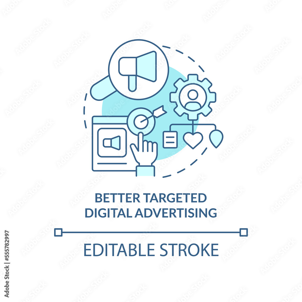 Better targeted digital advertising blue concept icon. Market segmentation benefit abstract idea thin line illustration. Isolated outline drawing. Editable stroke. Arial, Myriad Pro-Bold fonts used