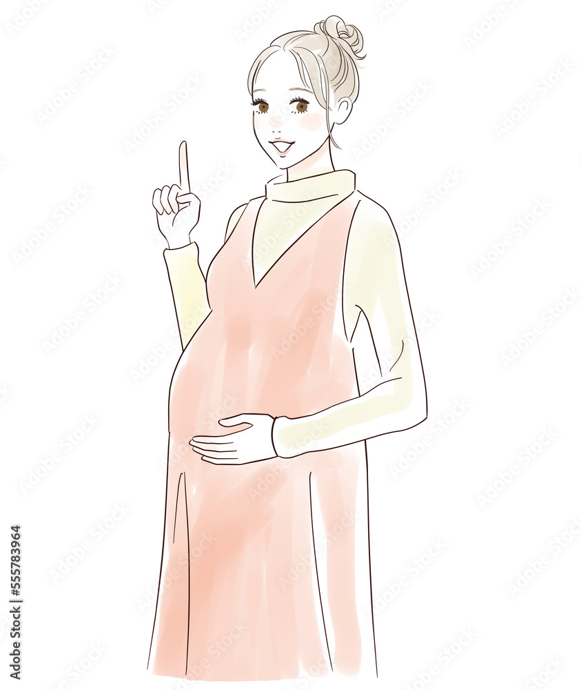 笑顔でポイントを説明する妊婦さん